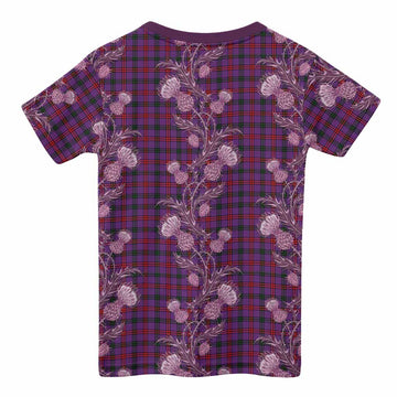 Montgomery Tartan Kid T-shirt Seamless Scottish Thistle Flowers