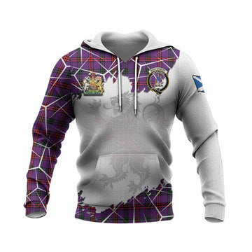Montgomery Tartan Knitted Hoodie with Family Crest and Lion Rampant Grunge Style