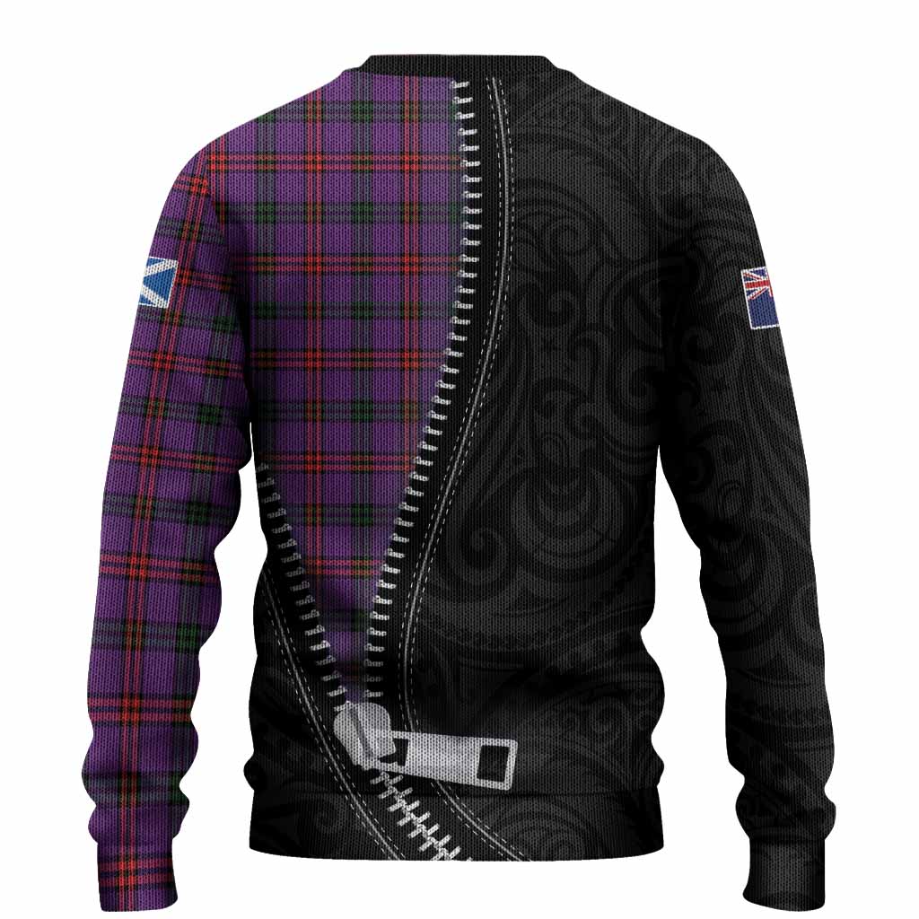 Montgomery Tartan Knitted Sweater New Zealand Pattern Unique Zipper Stylized