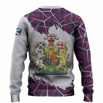 Montgomery Tartan Knitted Sweater with Family Crest and Lion Rampant Grunge Style