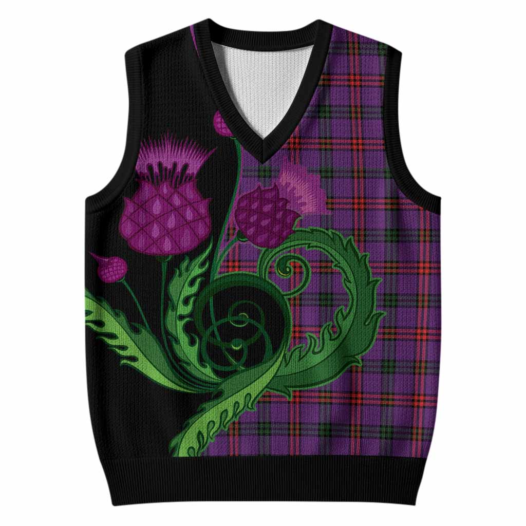 Montgomery Tartan Knitted V-Neck Vest Traditional Scottish Thistle