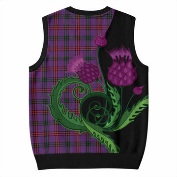 Montgomery Tartan Knitted V-Neck Vest Traditional Scottish Thistle