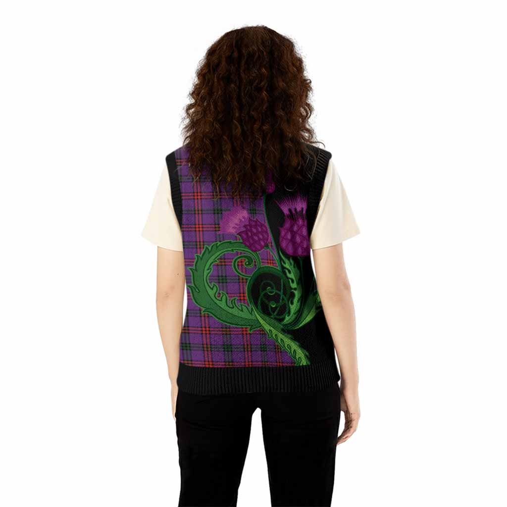Montgomery Tartan Knitted V-Neck Vest Traditional Scottish Thistle