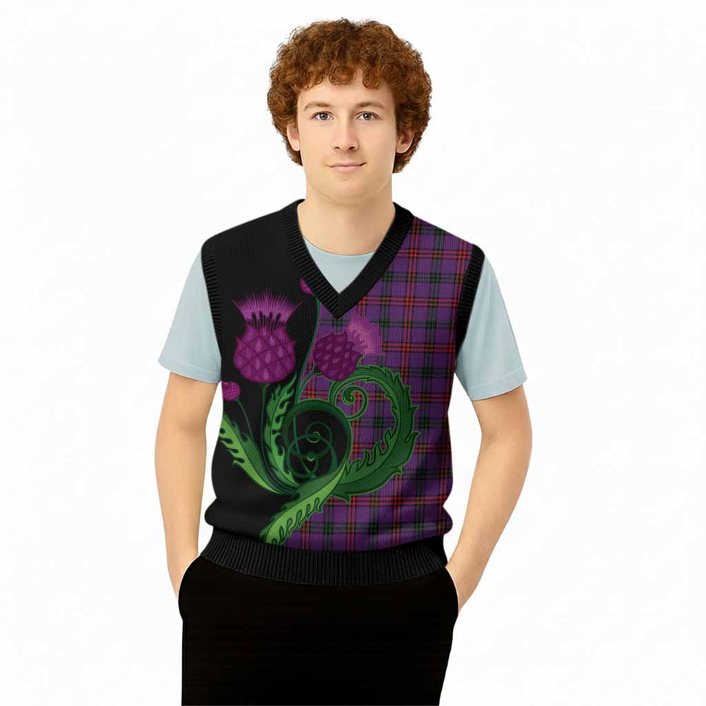 Montgomery Tartan Knitted V-Neck Vest Traditional Scottish Thistle