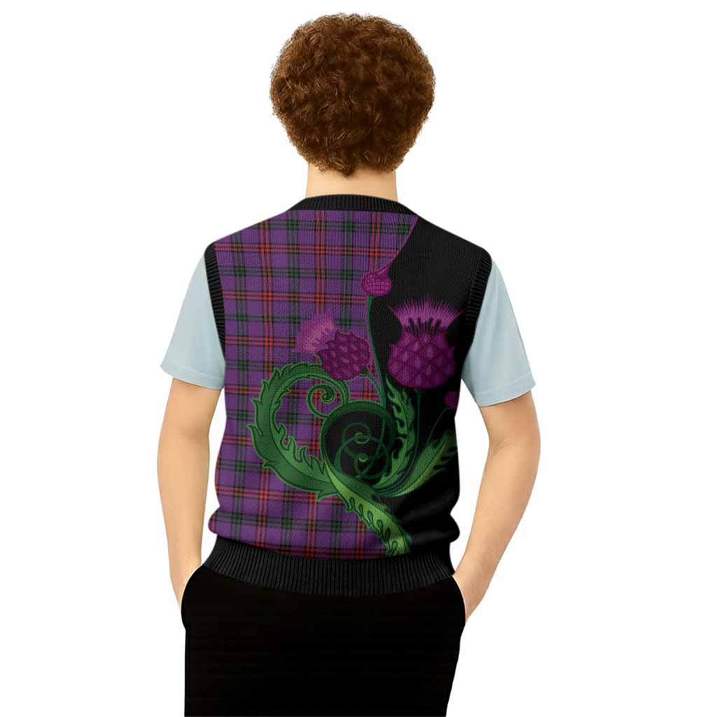 Montgomery Tartan Knitted V-Neck Vest Traditional Scottish Thistle