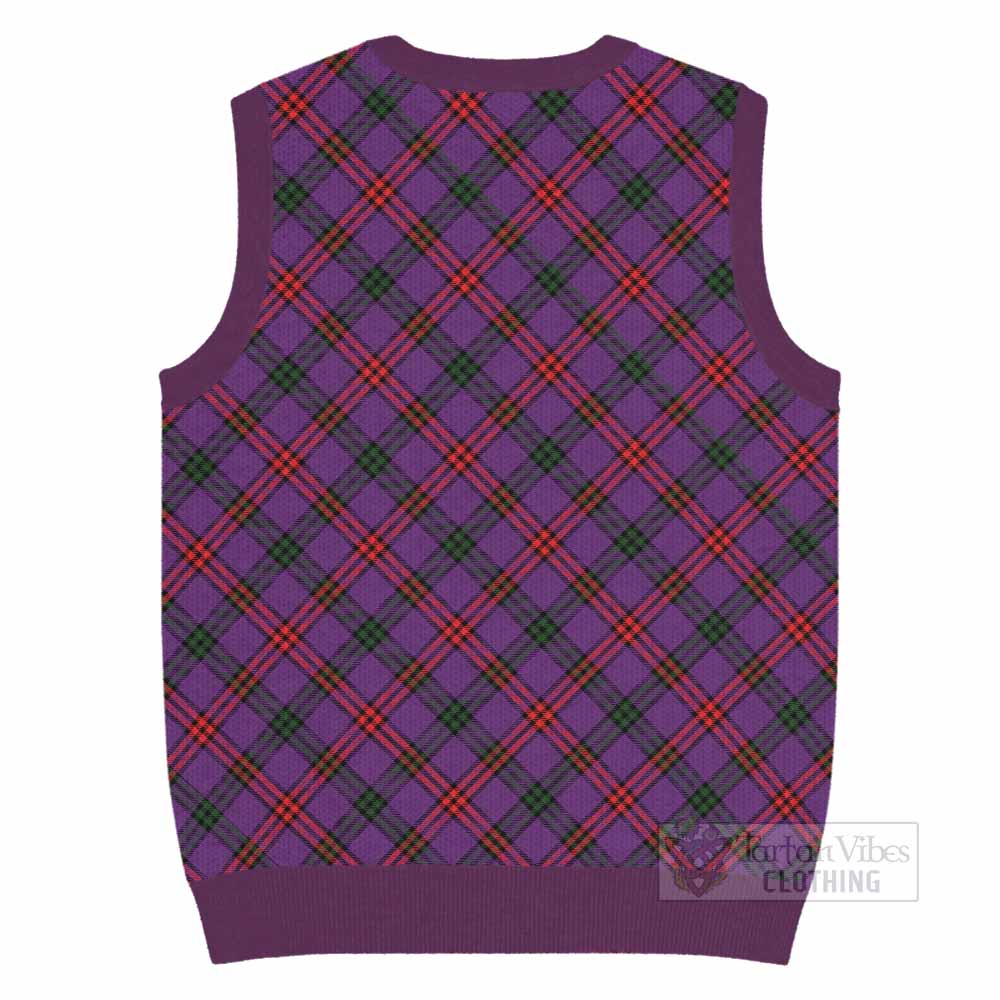 Montgomery Tartan Knitted V-Neck Vest with Family Crest Cross Style