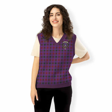Montgomery Tartan Knitted V-Neck Vest with Family Crest - Tartan Vibes Clothing