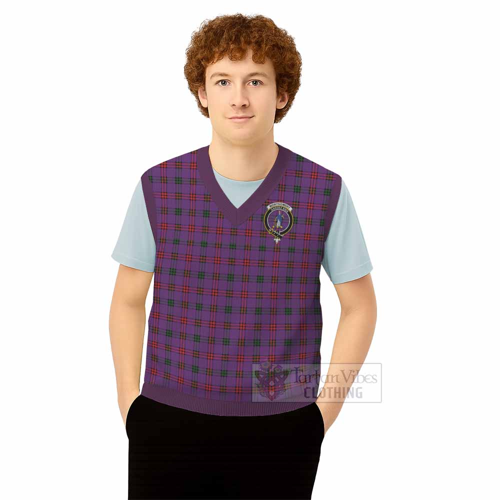 Montgomery Tartan Knitted V-Neck Vest with Family Crest - Tartan Vibes Clothing