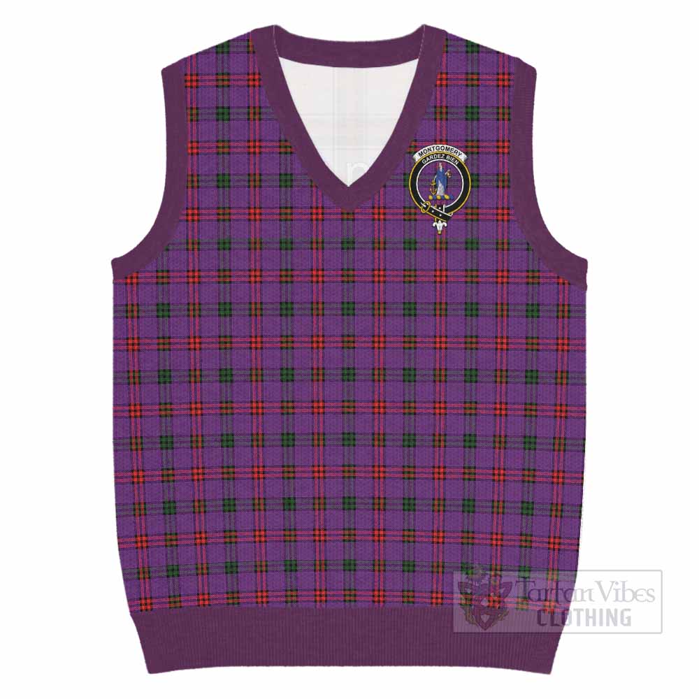 Montgomery Tartan Knitted V-Neck Vest with Family Crest - Tartan Vibes Clothing