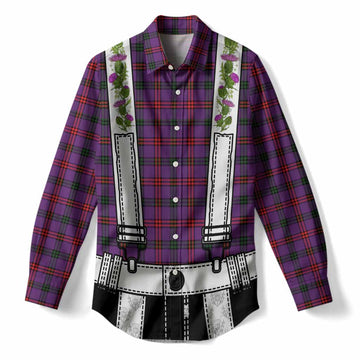 Montgomery Tartan Lederhosen Costume Women Casual Shirt Scotland Thistle Floral