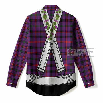 Montgomery Tartan Lederhosen Costume Women Casual Shirt Scotland Thistle Floral