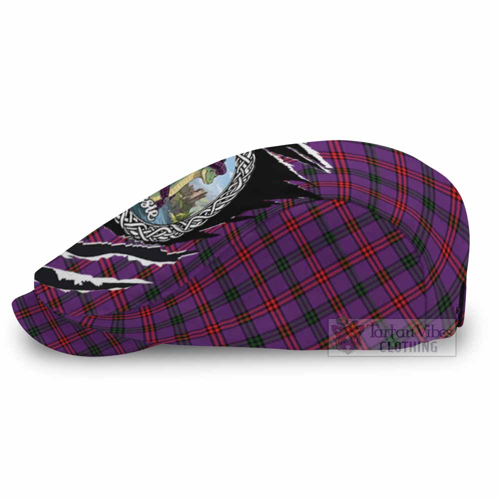 Montgomery Tartan Loch Ness Monster Flat Cap, Jeff Cap Celtic Knot Nessie Art