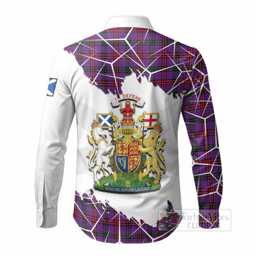 Montgomery Tartan Long Sleeve Button Shirts with Family Crest and Lion Rampant Grunge Style