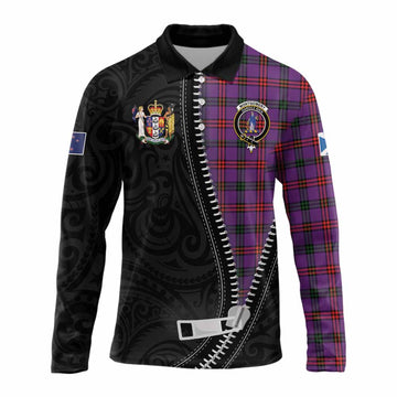 Montgomery Tartan Long Sleeve Polo Shirt New Zealand Pattern Unique Zipper Stylized