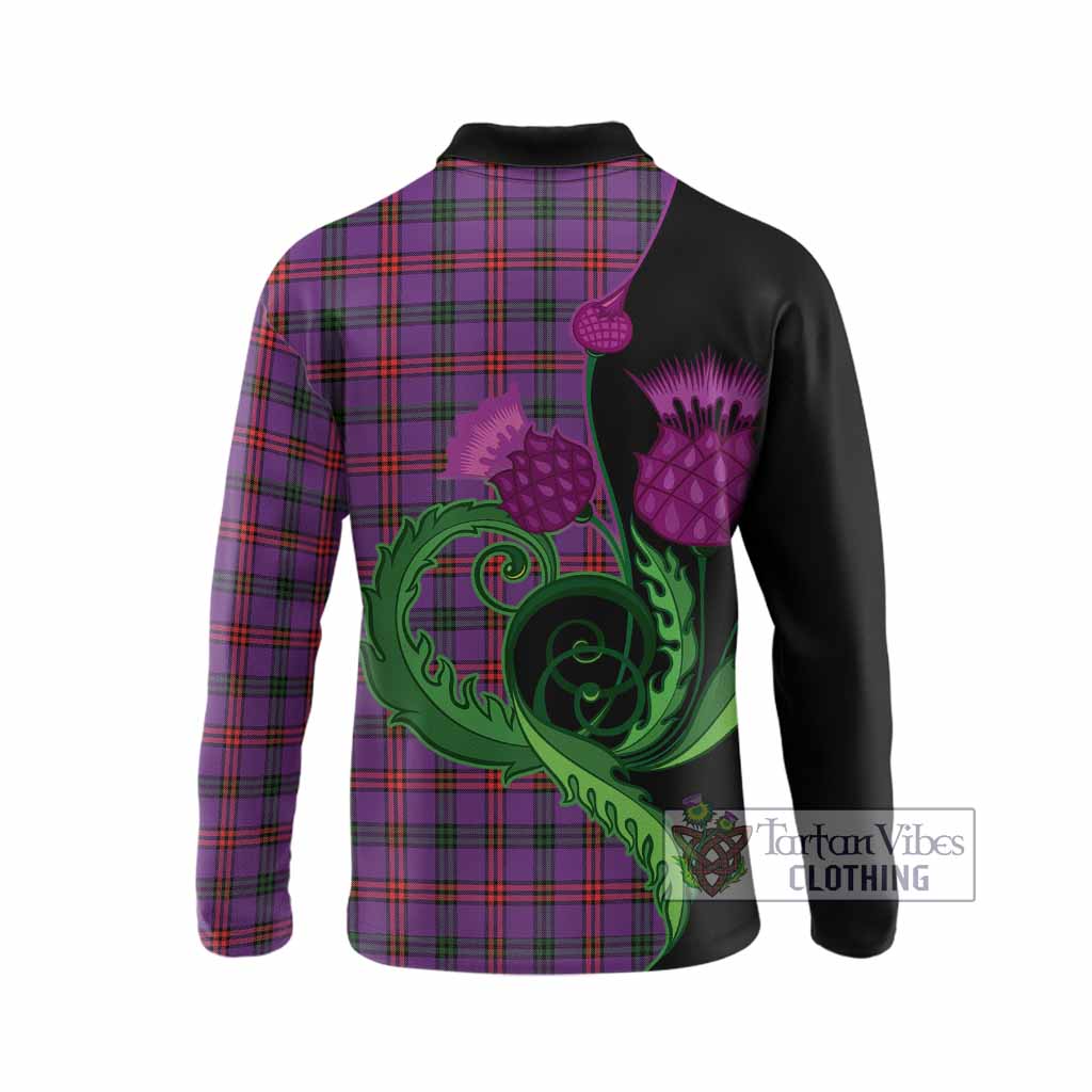 Montgomery Tartan Long Sleeve Polo Shirt Traditional Scottish Thistle