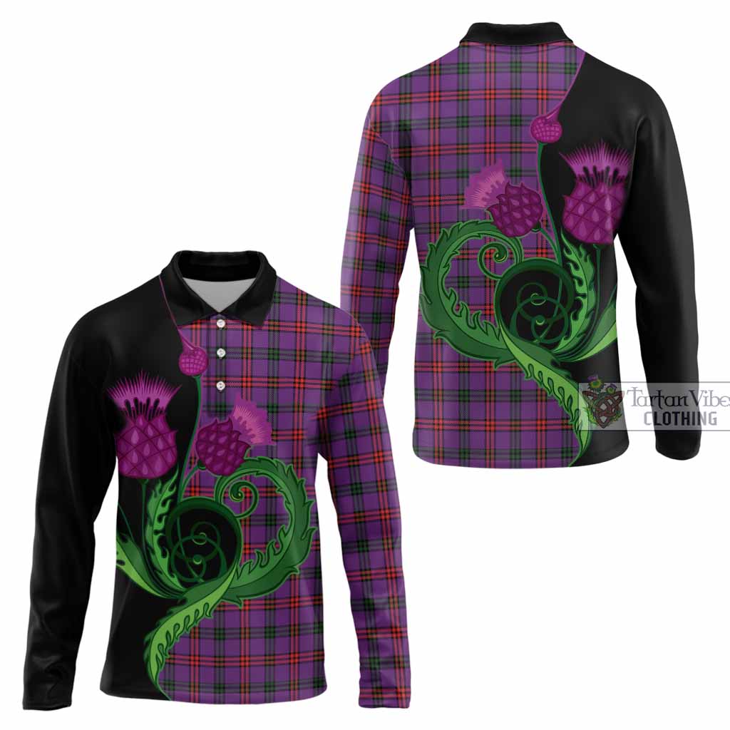 Montgomery Tartan Long Sleeve Polo Shirt Traditional Scottish Thistle