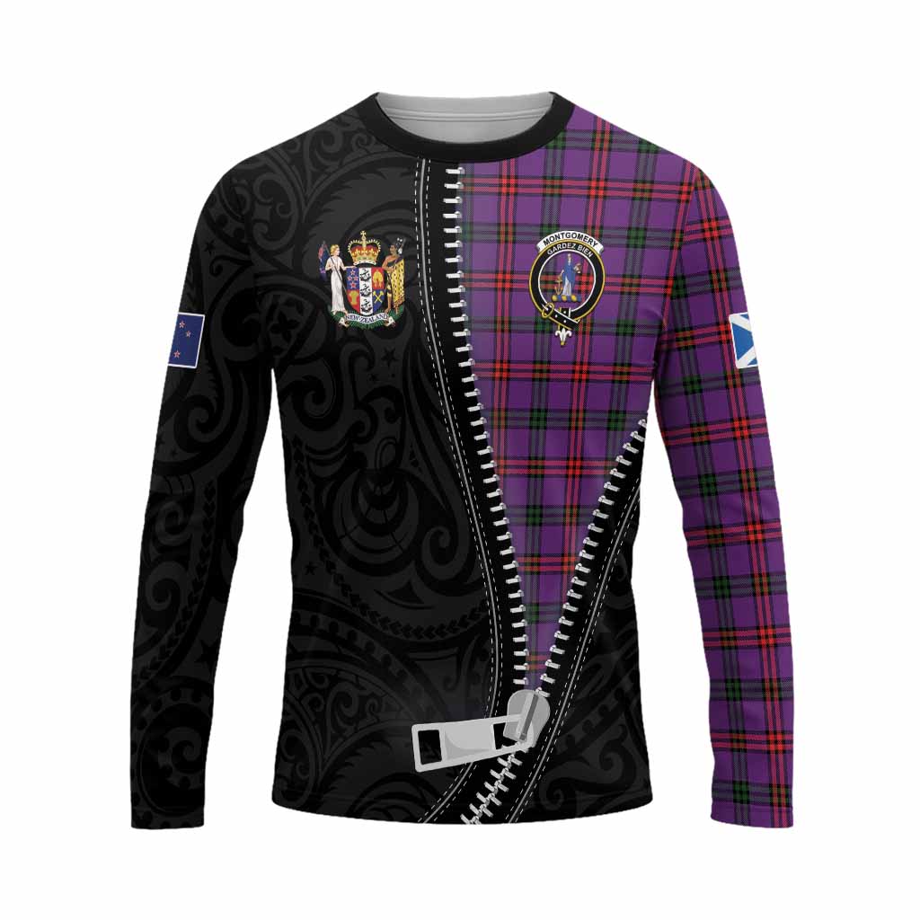 Montgomery Tartan Long Sleeve T-Shirt New Zealand Pattern Unique Zipper Stylized