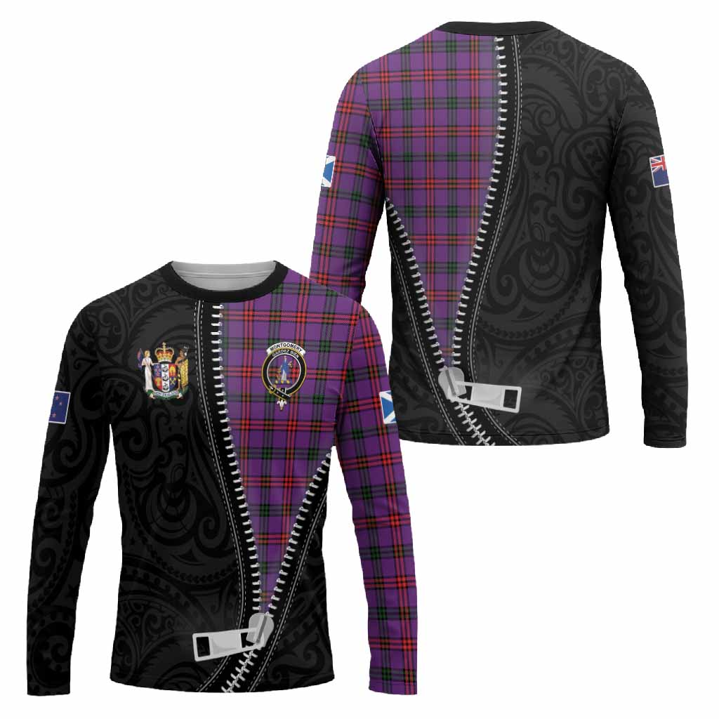 Montgomery Tartan Long Sleeve T-Shirt New Zealand Pattern Unique Zipper Stylized
