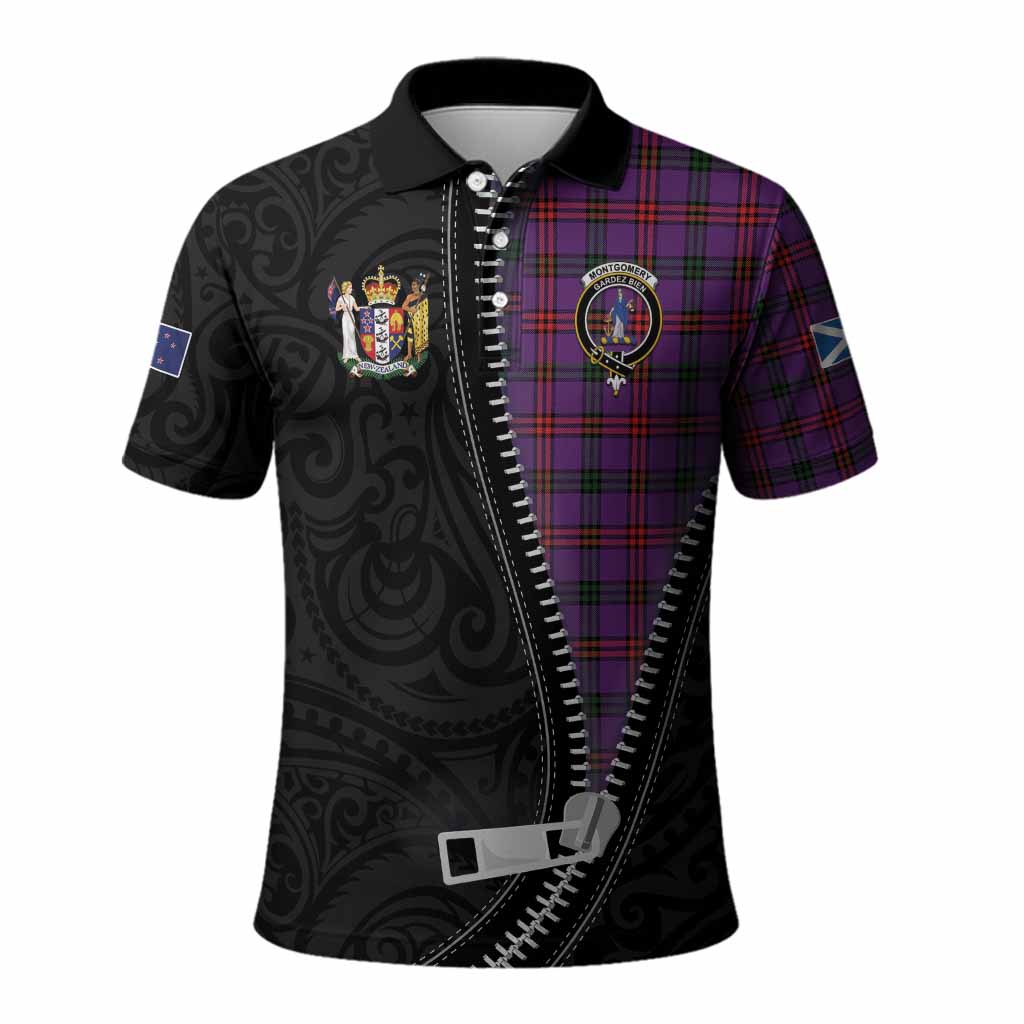 Montgomery Tartan Polo Shirt New Zealand Pattern Unique Zipper Stylized