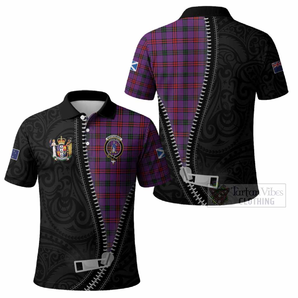 Montgomery Tartan Polo Shirt New Zealand Pattern Unique Zipper Stylized