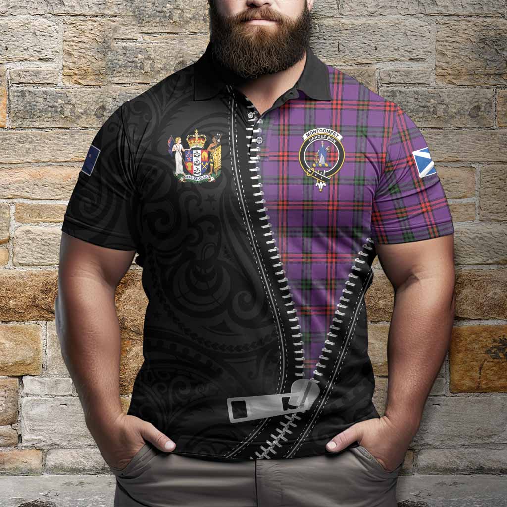 Montgomery Tartan Polo Shirt New Zealand Pattern Unique Zipper Stylized