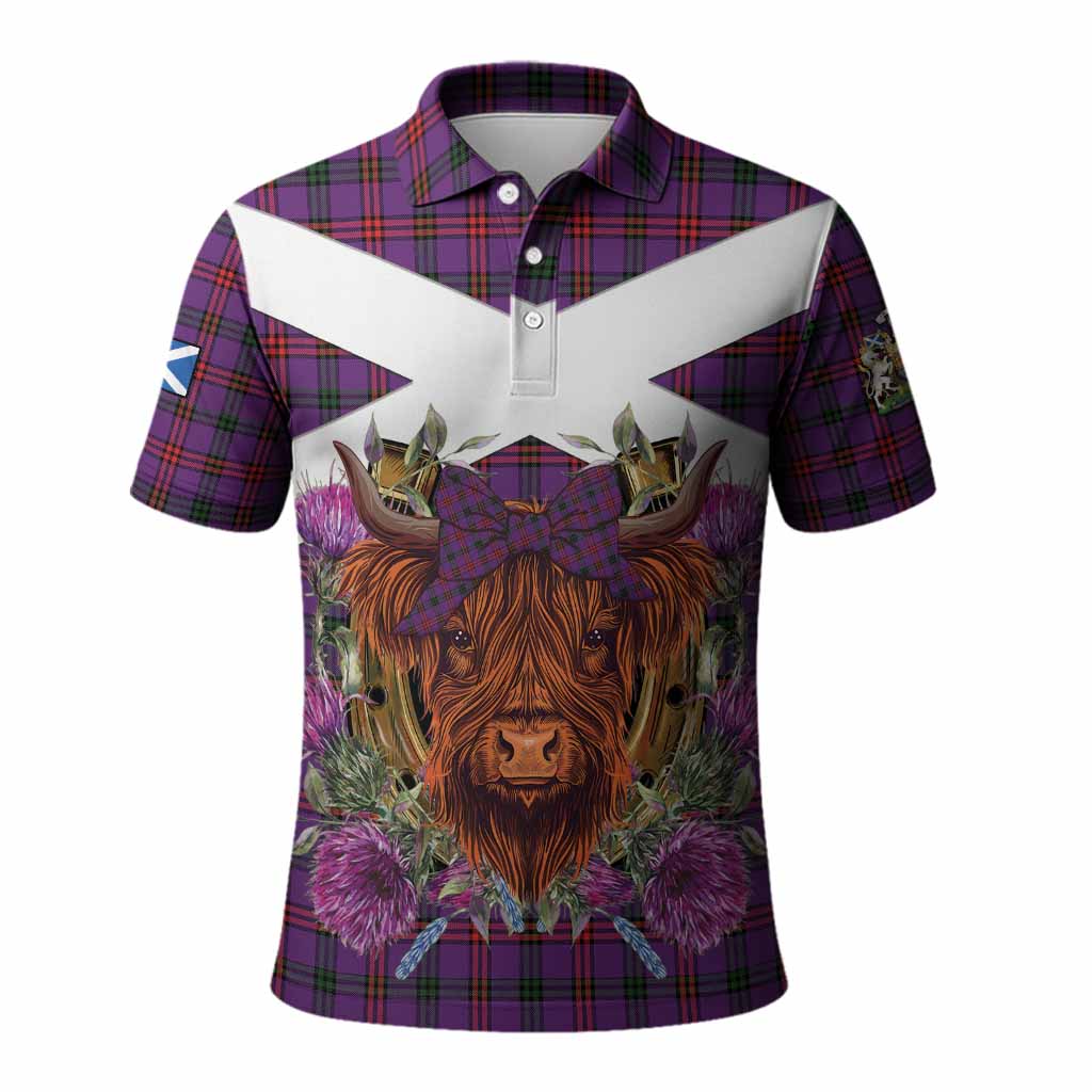 Montgomery Tartan Polo Shirt Scottish Thistle Heilan Coo