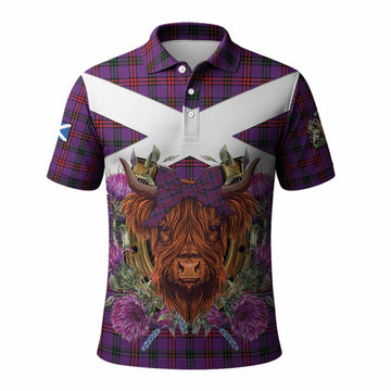 Montgomery Tartan Polo Shirt Scottish Thistle Heilan Coo