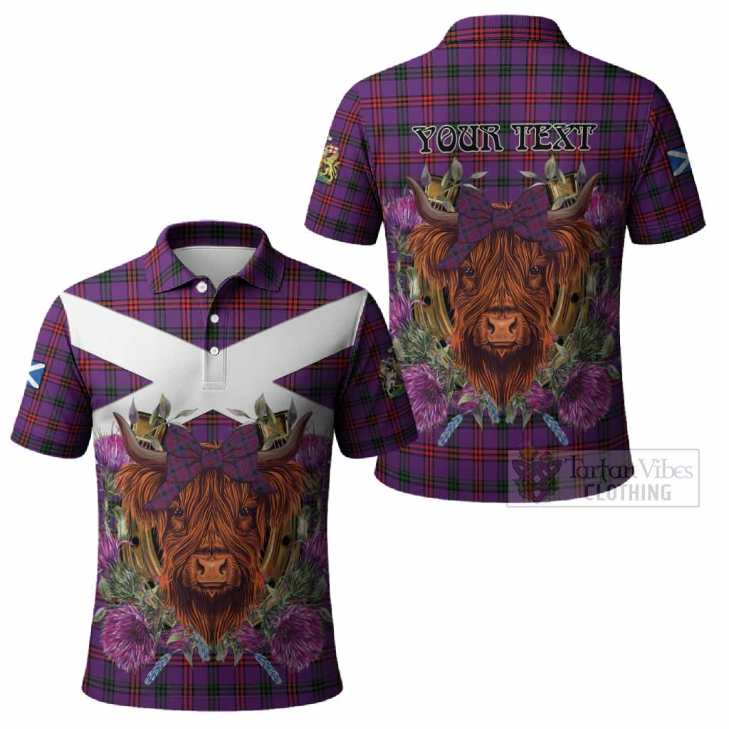 Montgomery Tartan Polo Shirt Scottish Thistle Heilan Coo