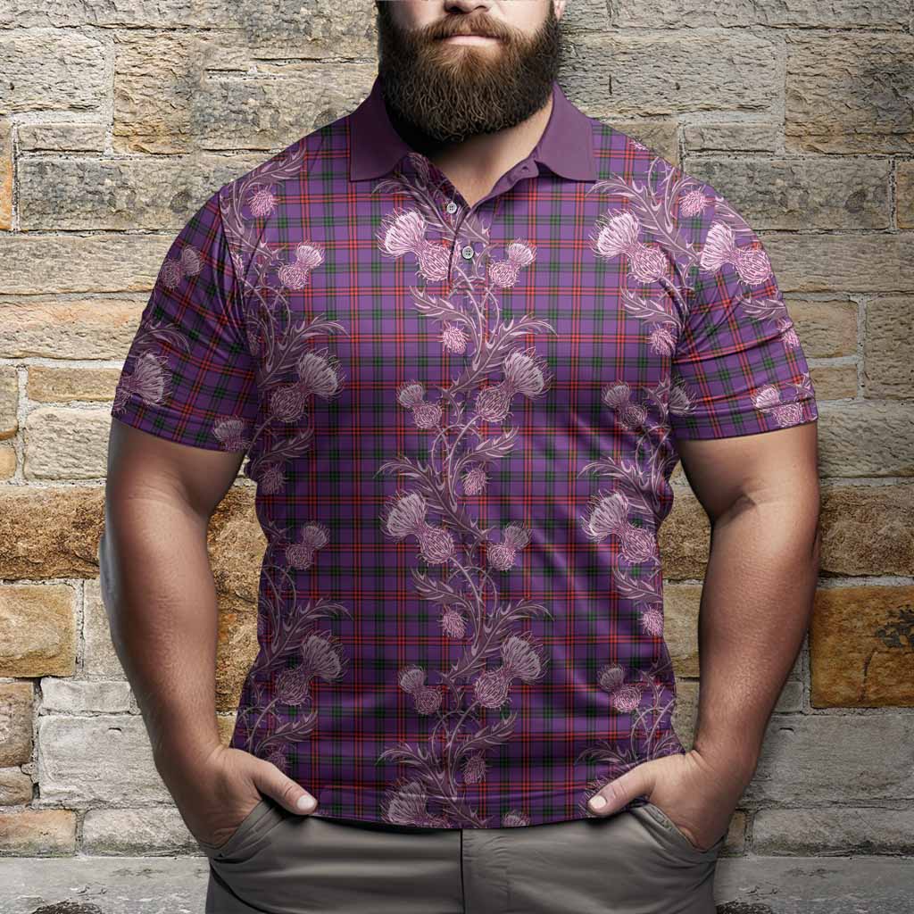 Montgomery Tartan Polo Shirt Seamless Scottish Thistle Flowers