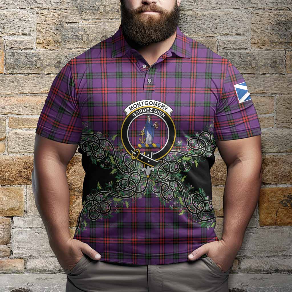 Montgomery Tartan Polo Shirt Thistle Scottish Spirit