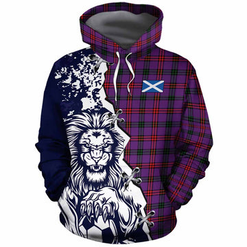 Montgomery Tartan Scottish Cotton Hoodie Angry Lion With Soccer Ball Style