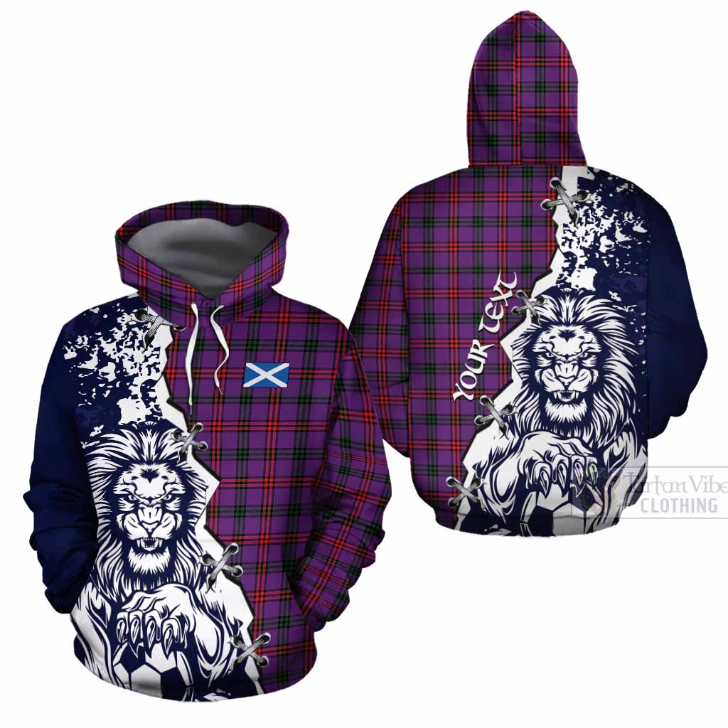 Montgomery Tartan Scottish Cotton Hoodie Angry Lion With Soccer Ball Style
