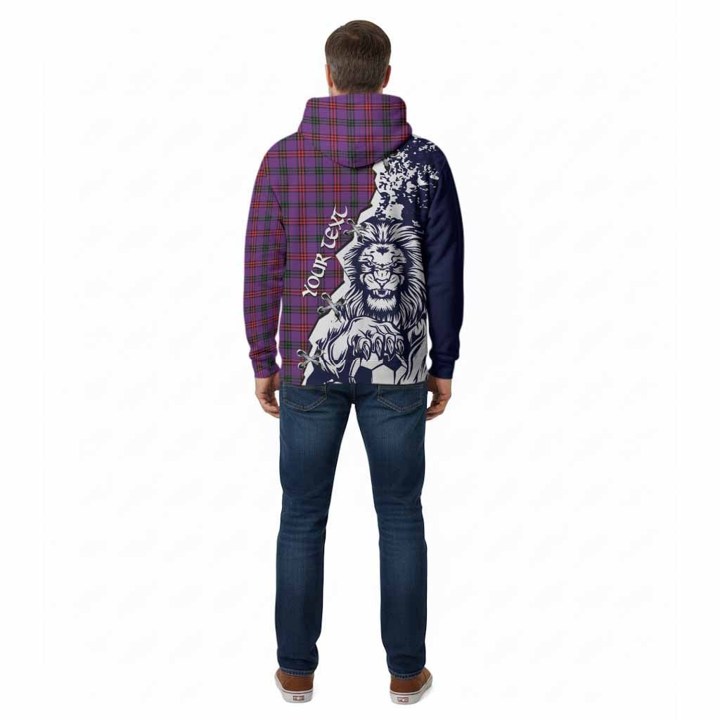 Montgomery Tartan Scottish Cotton Hoodie Angry Lion With Soccer Ball Style