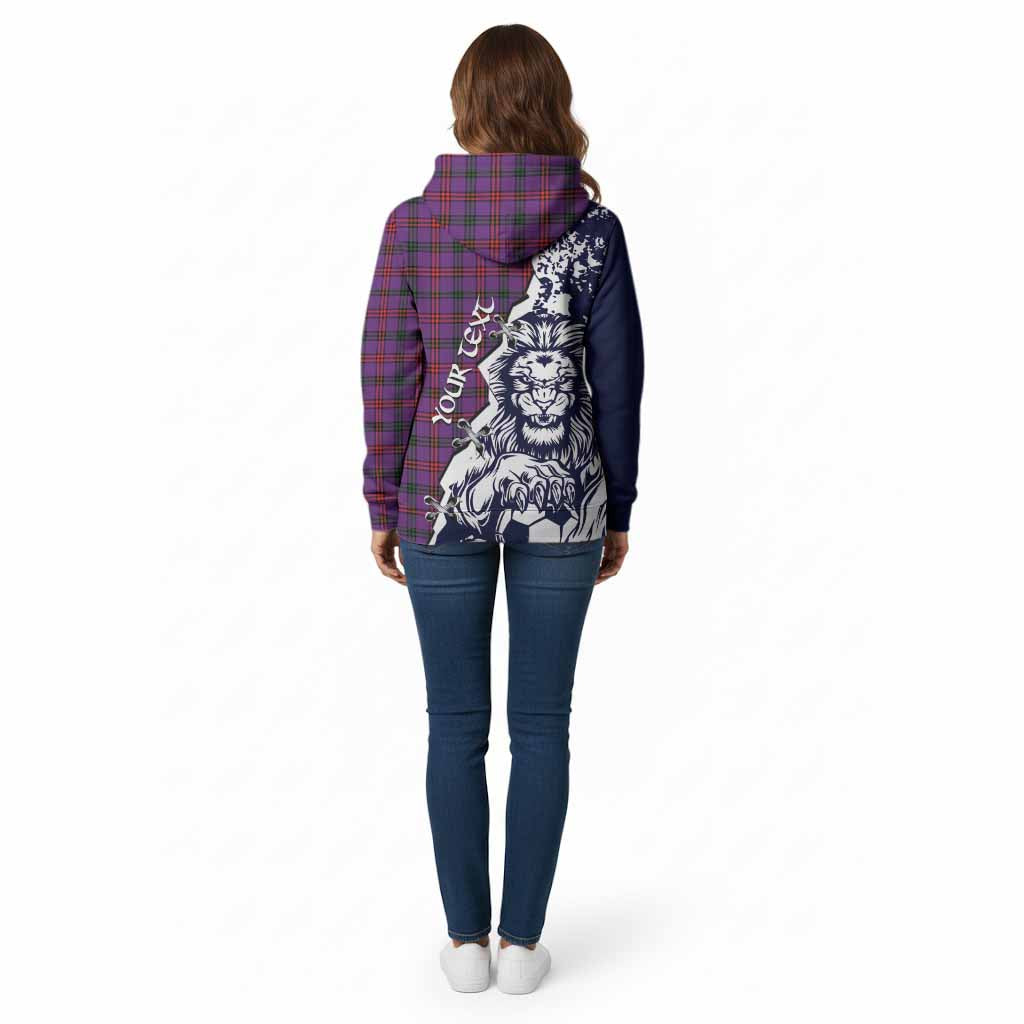Montgomery Tartan Scottish Cotton Hoodie Angry Lion With Soccer Ball Style
