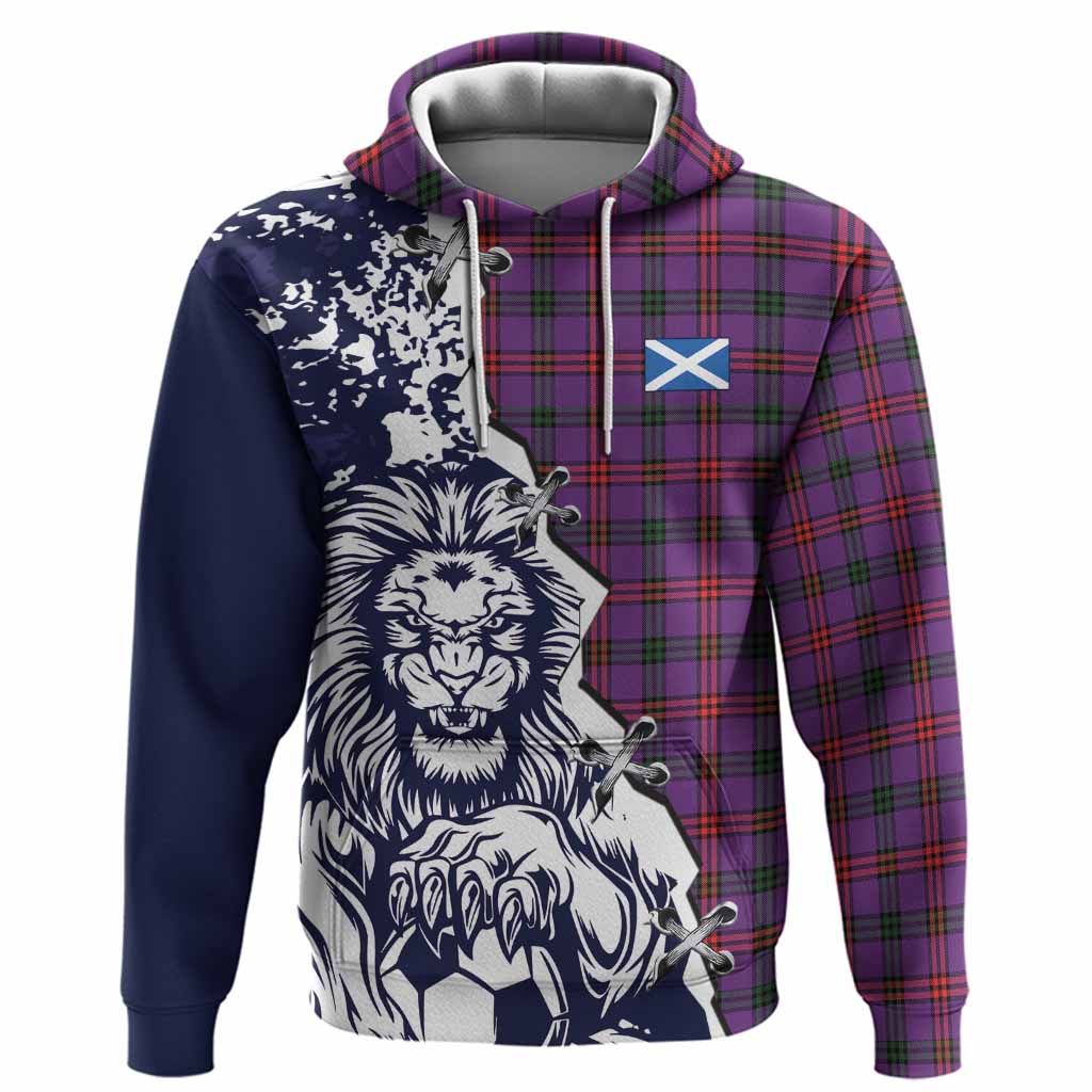Montgomery Tartan Scottish Hoodie Angry Lion With Soccer Ball Style
