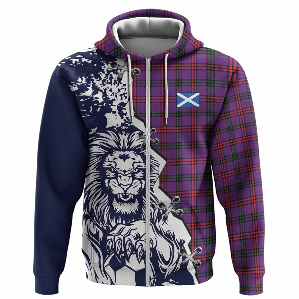 Montgomery Tartan Scottish Hoodie Angry Lion With Soccer Ball Style