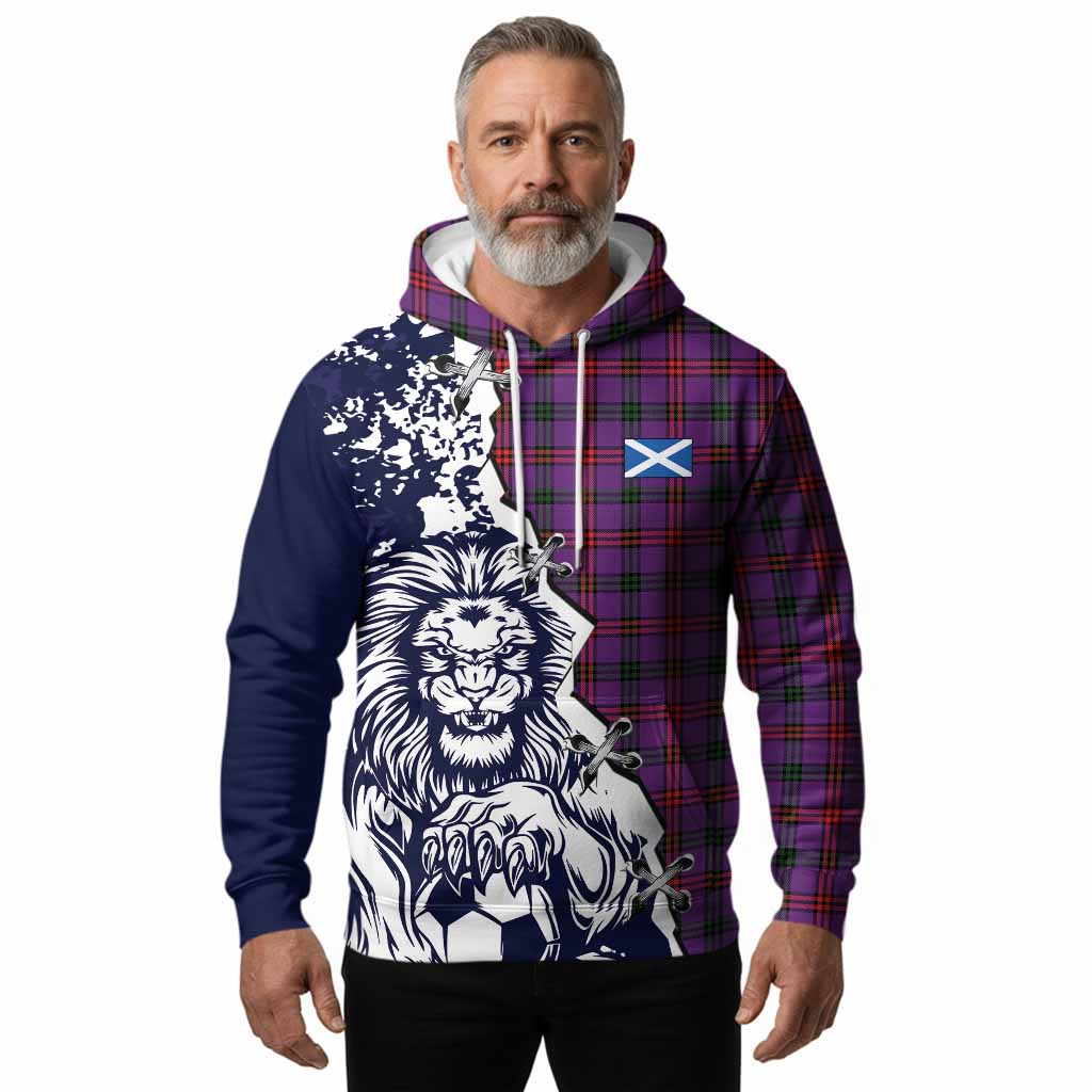Montgomery Tartan Scottish Hoodie Angry Lion With Soccer Ball Style