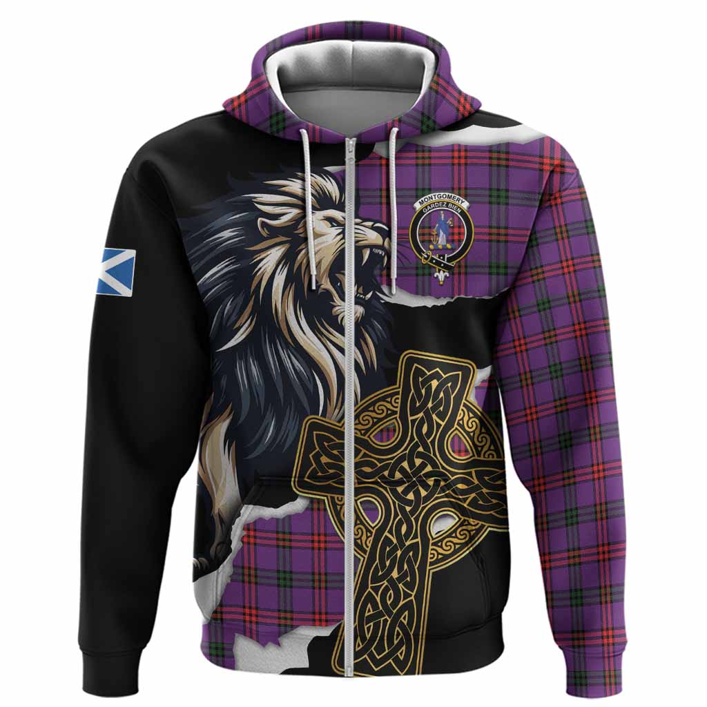 Montgomery Tartan Scottish Hoodie Lion Celtic Heritage