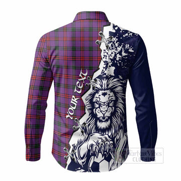Montgomery Tartan Scottish Long Sleeve Button Shirts Angry Lion With Soccer Ball Style