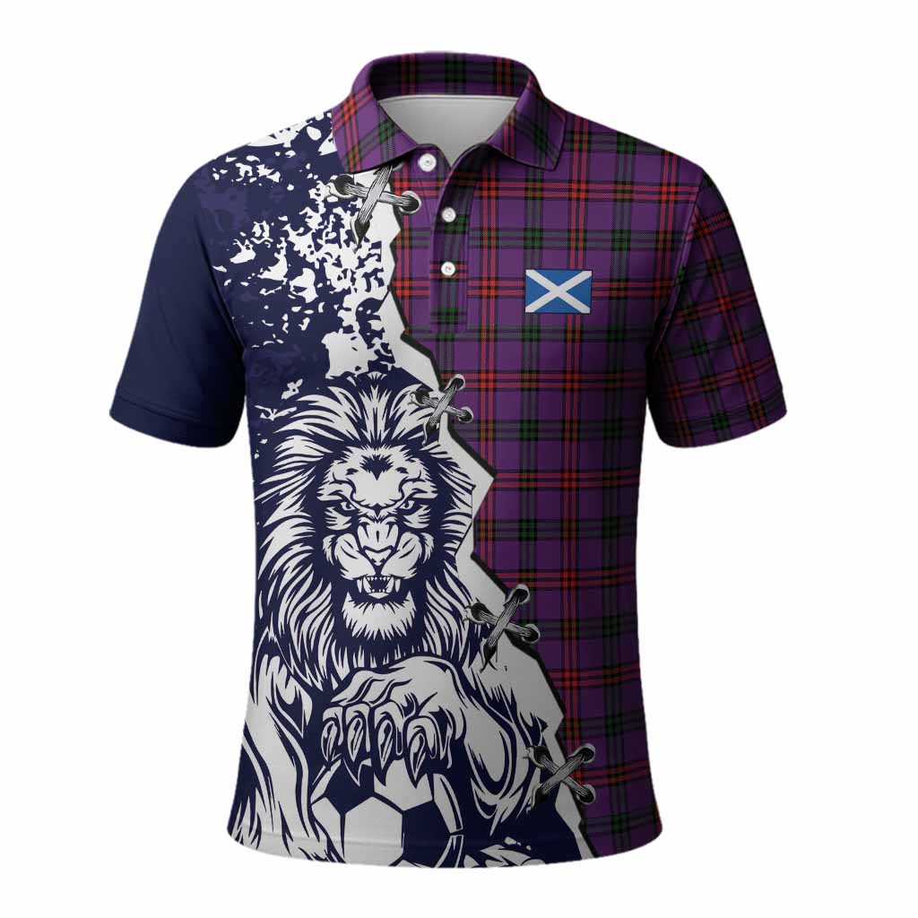 Montgomery Tartan Scottish Polo Shirt Angry Lion With Soccer Ball Style