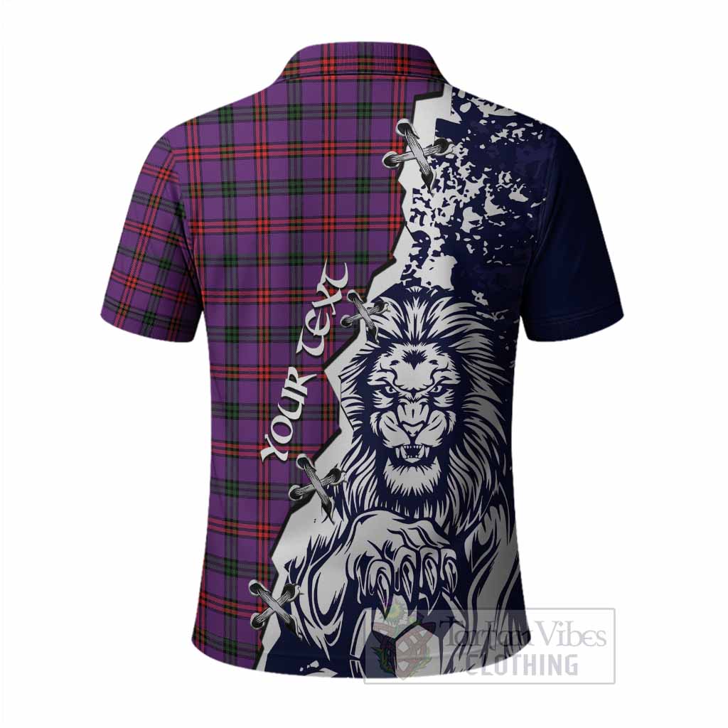 Montgomery Tartan Scottish Polo Shirt Angry Lion With Soccer Ball Style