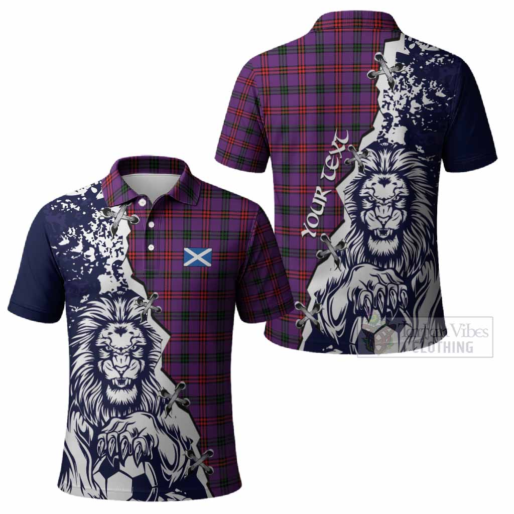 Montgomery Tartan Scottish Polo Shirt Angry Lion With Soccer Ball Style