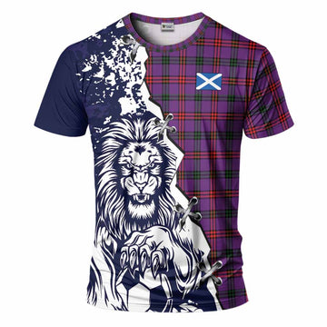 Montgomery Tartan Scottish T-Shirt Angry Lion With Soccer Ball Style
