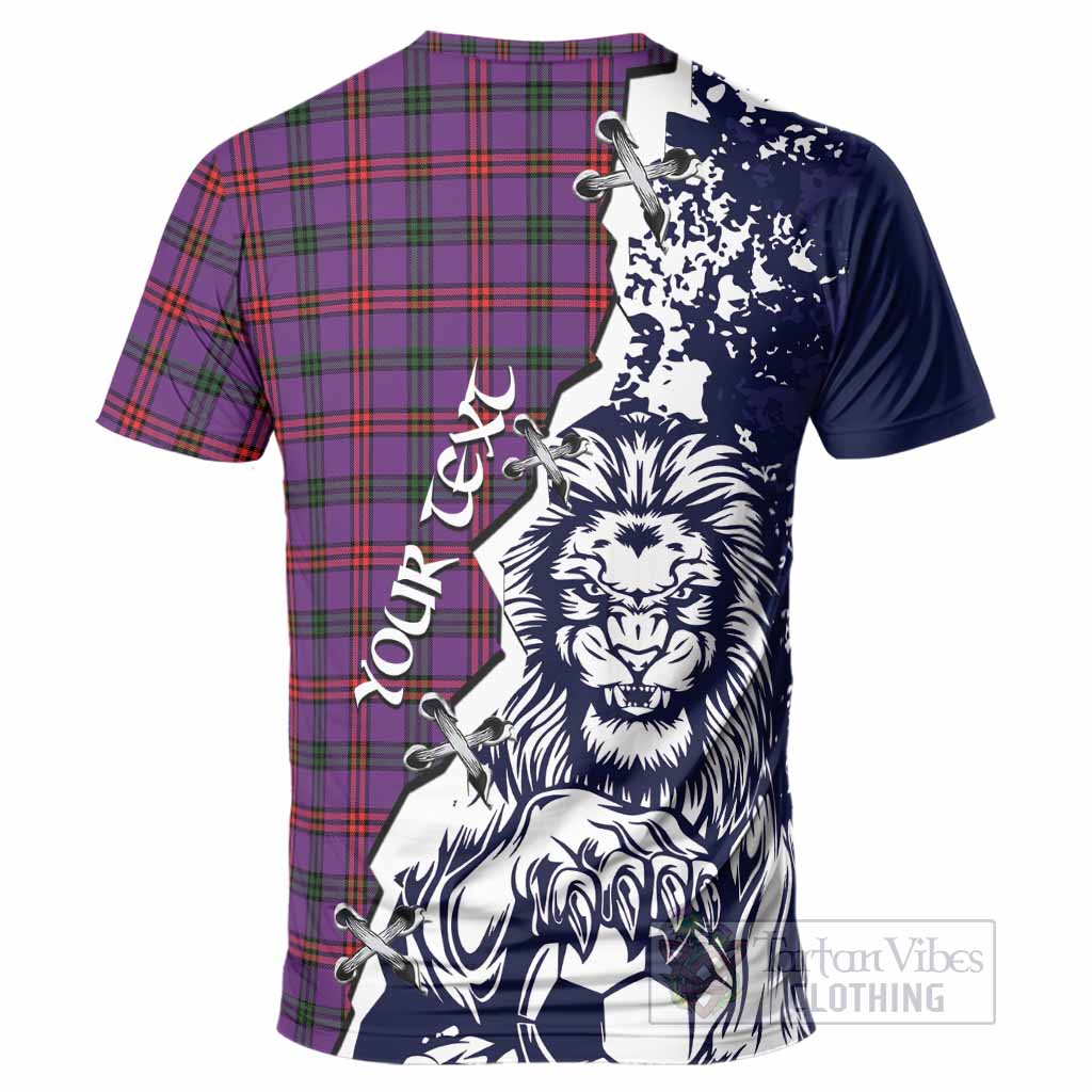 Montgomery Tartan Scottish T-Shirt Angry Lion With Soccer Ball Style
