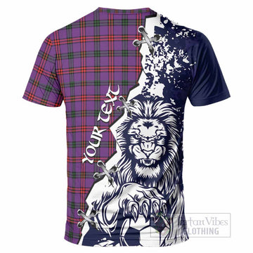 Montgomery Tartan Scottish T-Shirt Angry Lion With Soccer Ball Style