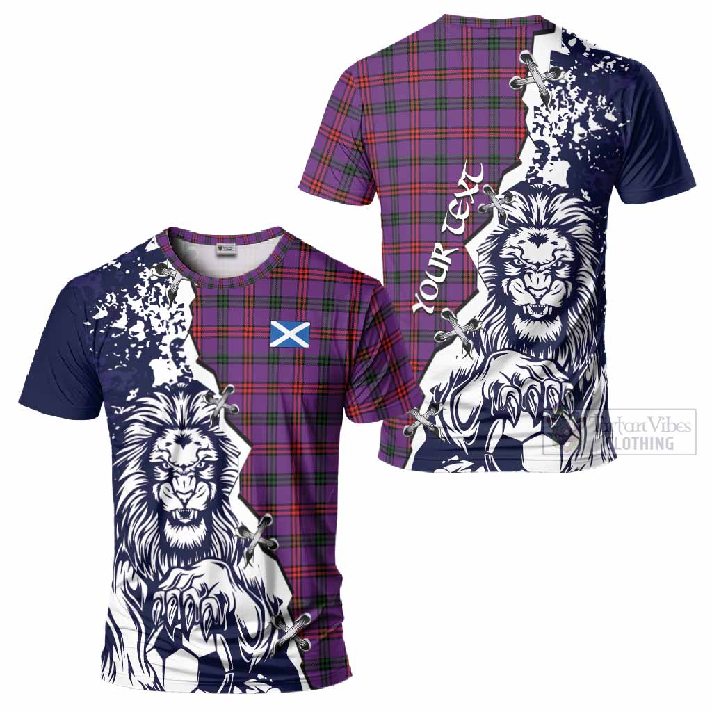 Montgomery Tartan Scottish T-Shirt Angry Lion With Soccer Ball Style