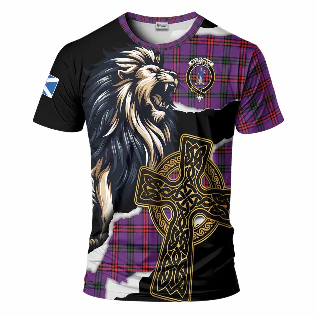Montgomery Tartan Scottish T-Shirt Lion Celtic Heritage