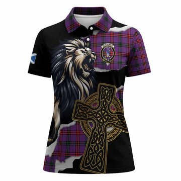 Montgomery Tartan Scottish Women Polo Shirt Lion Celtic Heritage
