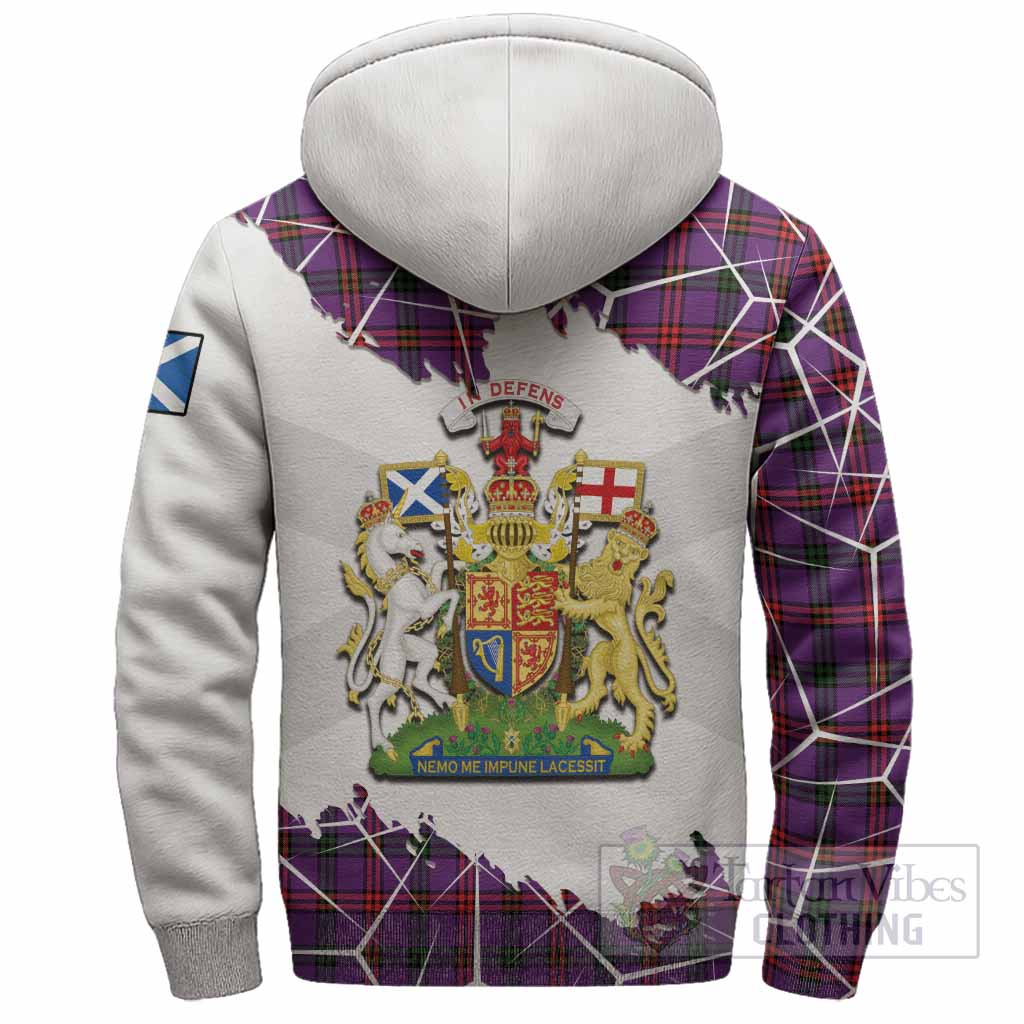 Montgomery Tartan Sherpa Hoodie with Family Crest and Lion Rampant Grunge Style