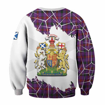 Montgomery Tartan Sweatshirt with Family Crest and Lion Rampant Grunge Style